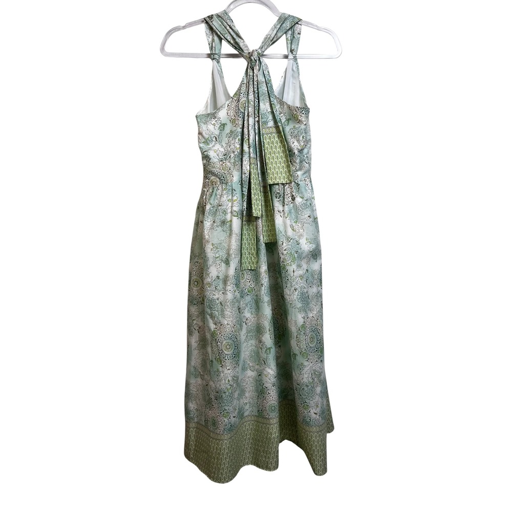 Alyn Paige S Green Paisley Floral Halter Midi Dress Empire Waist Garden Party - Picture 6 of 8
